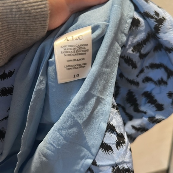 A.L.C. Marcella Blue Leopard Print Silk Mini Dress 10 ALC - Picture 7 of 7